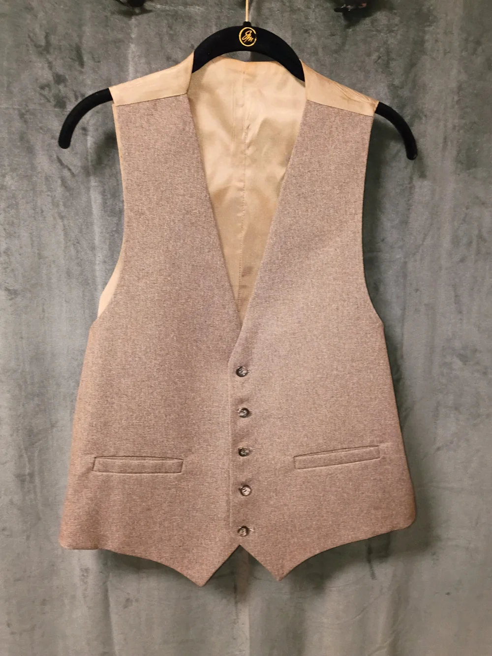 Vintage 70s Warren Sewell Tan Three-Piece Suit - Jacket Size 44R Pants 38x28
